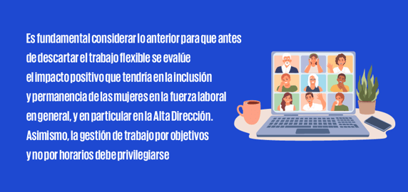 Banner con ilustración de laptop mostrando videollamada con cinco personas, íconos de diversas ocupaciones y planta al lado derecho